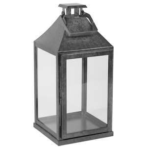 allen + roth 8.7-in x 18-in Galvanised Metal Pillar Candle Outdoor Decorative Lantern