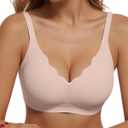 Womens Wireless Bras Push Up Bralette Supportive Everyday Bras Seamless Full Coverage Comfort T-Shirt Bra (Pink, L)