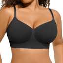Women's Wireless Bras Seamless No Underwire Stretch Adjustable Bralettes Comfortable Everyday Bra Black X-Large