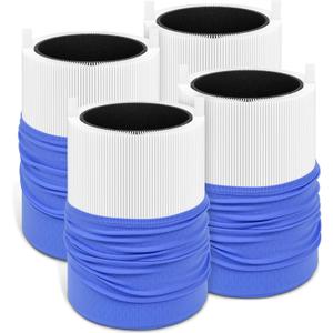 411i 411a Max Replacement Filter Compatible with Blue Pure 411i 411a Max Air Cleaner Purifier, 4 Premium Filters +4 Cloth Cover Pre-filter