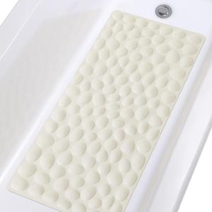 Non-Slip Bathtub Mat OTHWAY Soft Rubber Bathroom Bathmat with Strong Suction Cups (Beige) (31.5" x 16" (Rectangular))