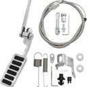 Universal Polished Aluminum Throttle Pedal, 2" x 4-1/2", Includes Stainless Steel Braided 36" Throttle Cable Kit with 24" Sleeve and Cable & Carb Bracket