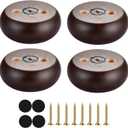 Michanco 30MM Furniture Legs 1 Inch Set of 4,Round Short Replacement Wood Bun Feet for Couch Sofa Ottoman Screw in Espresso