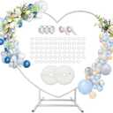 Heart Shaped Metal Balloon Arch Kit,7.8ft Wedding Heart Arch Backdrop Stand,with Water Bag for Proposal, Wedding, Valentines Day, Bridal, Birthday Party Decorations (White-Regular-L)
