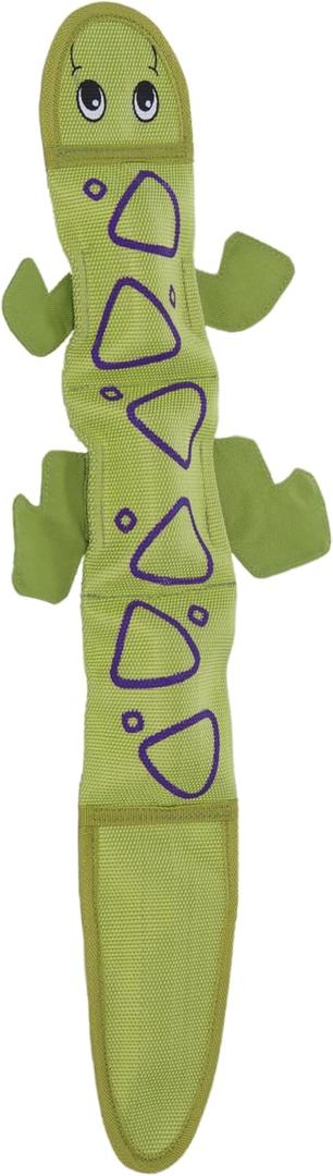 Outward Hound Fire Biterz Green Lizard Plush Firehose Material Interactive Dog Toy, Large (Large (Pack of 1))