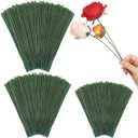 Suncalla 300pcs Artificial Flower Stems, 6.7in8in10in Plastic Green Floral Wire Stems for Artificial Flower Making, DIY Crafts Bouquet Stem Arrangements Decor Supplies