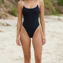 Women's Sexy One Piece Bathing Suit Swimsuit High Cut Leg Cheeky Coverage, Adjustable Thin Strap (Black, S)