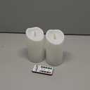 Homemory 6"x3" Outdoor Waterproof Flameless Candles, LED Candles, Battery Operated Candles with Remote and Timers, Electric Fake Plastic Pillar Candles, Ivory White, Set of 2