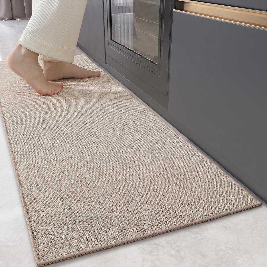 Kitchen Rugs and Mats Non Slip Washable, Absorbent Runner Rugs for Kitchen, Front of Sink, Kitchen Mats for Floor，Easy to Clean and Maintain Kitchen Floor mat(Beige, 17"x59")