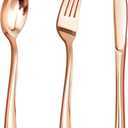 Goodluck 150PCS Rose Gold Plastic Silverware, Rose Gold Utensil Disposable, Plastic Cutlery Set of 50 Forks, 50 Spoons, 50 Knives for Wedding, Party, Valentines