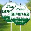Keep Off Grass Sign 2 Pack, Please Be Respectful, 10" x 10" Rust Free Reflective Aluminum Metal Sign, With 28" Long Metal Stake, Fade Resistant, Waterproof, Easy to Mount, For Outdoor Yard
