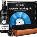 EVEO Vinyl Record Cleaning Kit - 4in1 Vinyl Record Cleaner Kit for Vinyl Records Albums. Vinyl Cleaner Includes XL Record Brush, Cleaning Liquid (4oz), Duster & Stylus Cleaning Gel - Archival Standard