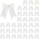 Cindeer 36 Pieces 6.3 x 5.5 Inch Christmas Velvet Bow for Tree Wreath Garland Decorations Xmas Bow Tie Ornaments for Craft Tree Topper Gift Wrapping Santa Party Home Decor(White)