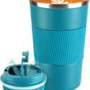 Travel Coffee Mug 12oz: Insulated Travel Mug with Leakproof Lid, Reusable Coffee Cups with Seal Lid, Vacuum Stainless Steel Tumbler to Go for Hot/Ice Drinks (Blue)