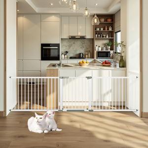 150x255 Extra Wide Retractable Baby Gates for Large Openings Extra Tall Dog Gates for Doorway Tall Retractable Pet Gate Tall Mesh Gates for Kids Long Dog Gate for Indoor/Outdoor, White