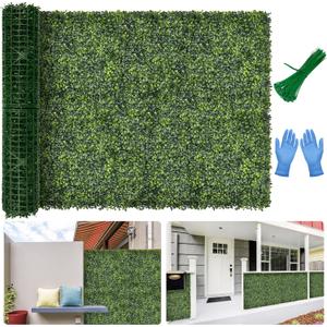 Artificial Boxwood Backdrop Roll: 40"x120" (33.5 sqft) UV-Anti Greenery Faux Grass Hedge for Indoor Outdoor Green Wall Decor, Patio Privacy Screen, Garden Fence Covering
