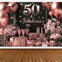 IndoTribe 50 and Fabulous Rose Gold Happy Birthday Banner 6x4ft 50th Birthday Decorations for Women Happy 50th Birthday Backdrop for Women 50 and Fabulous Birthday Decorations