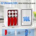 YASHE 10L Mini Fridge, 10 Liter/15 Cans Mini Fridge for Bedroom, 110V AC/ 12V DC Thermoelectric Cooler and Warmer, Portable Mini Fridge for Skincare, Makeup, Drink, Car, Office, Bedroom, Dorm, White