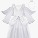 ReliBeauty Angel Costume for Kids White Fancy Princess Tulle Dress with Wings and Halo, 150