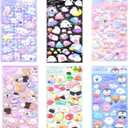 2 x 4 Sheets Fantasy 3D Animal Cartoon Glow-in-The-Dark Stickers - Small Puff Stickers with Penguin, Bear, Elf, and Cat Designs for Kids, DIY Fun in The Dark