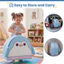 Portable Toddler Bed Folding Toddlers Floor Beds for Kids Foldable Soft Foam Travel Bed for Baby, Washable Cover Toddler Cot with Safety Rail for Travel, Home/Travel Sleep (Penguin)