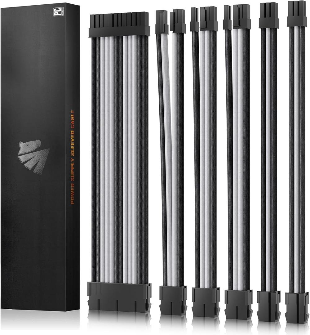 ASIAHORSE 16AWG PSU Cable Extension Power Cords, Customized Power Supply Mod Sleeve Extension Cable, ATX/EPS/8-pin PCI-E/6-pin PCI-E for PSU Cable