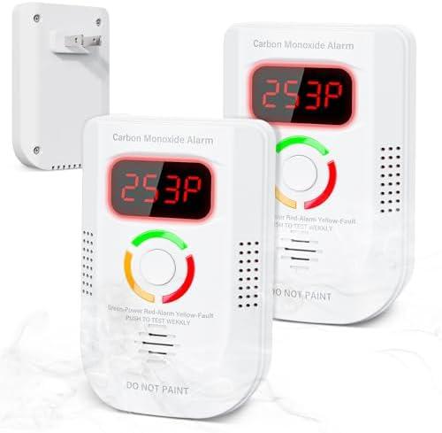 1 Pack Carbon Monoxide Detector, Plug-in Wall Carbon Monoxide Gas Detector, Portable Carbon Monoxide Detector with Digital Display LED, CO Alarm Monitor with Audible and Visual Alarm Test Mute Button