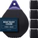 Boat Buoy Covers | 1, 2 & 4-Pack | Black | Diameter x Length: 15 x 19 & 17.5 x 21 | Polyester (4-Pack & 15 x 19)