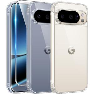 FNTCASE for Google Pixel-10-Pro XL Case: Clear Pixel 9 Pro XL Phone Cases with Screen Protector Slim Rugged Cell Cover Transparent Anti Yellowing Shockproof Protective (Clear)