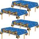 Juexica 4 Pcs Tablecloth Truck Birthday Party Supplies Truck Table Cover Plastic Disposable Theme Table Cloth Cars Theme Decorations for Kids