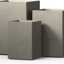 Kante Tall Rectangular Concrete Planter Set of 3 (12.6",15.7",18.5" Tall), Indoor & Outdoor Garden Pot for Tree, Flowers, Shurbs, Ideal for Patio, Garden, Porch, Weathered Concrete