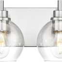 Bathroom Light Fixtures, 4 Light Brushed Nickel Vanity Light, 26 Inch Modern Wall Sconces with Globe Clear Glass Shade, Vanity Lighting Fixtures Over Mirror, VL195-BN-CL-4