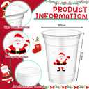 Qinyoung 120 Pieces Christmas Plastic Cups Bulk 12 oz Xmas Party Disposable Cups Set Clear Plastic Cups Packs Santa Snowman Tree Gingerman Design for Christmas Holiday Dinner Party Favors
