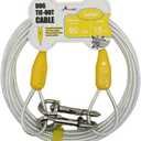 Petest 15ft Reflective Tie-Out Cable for Large Dogs Up to 90 Pounds (Yellow & Silver)