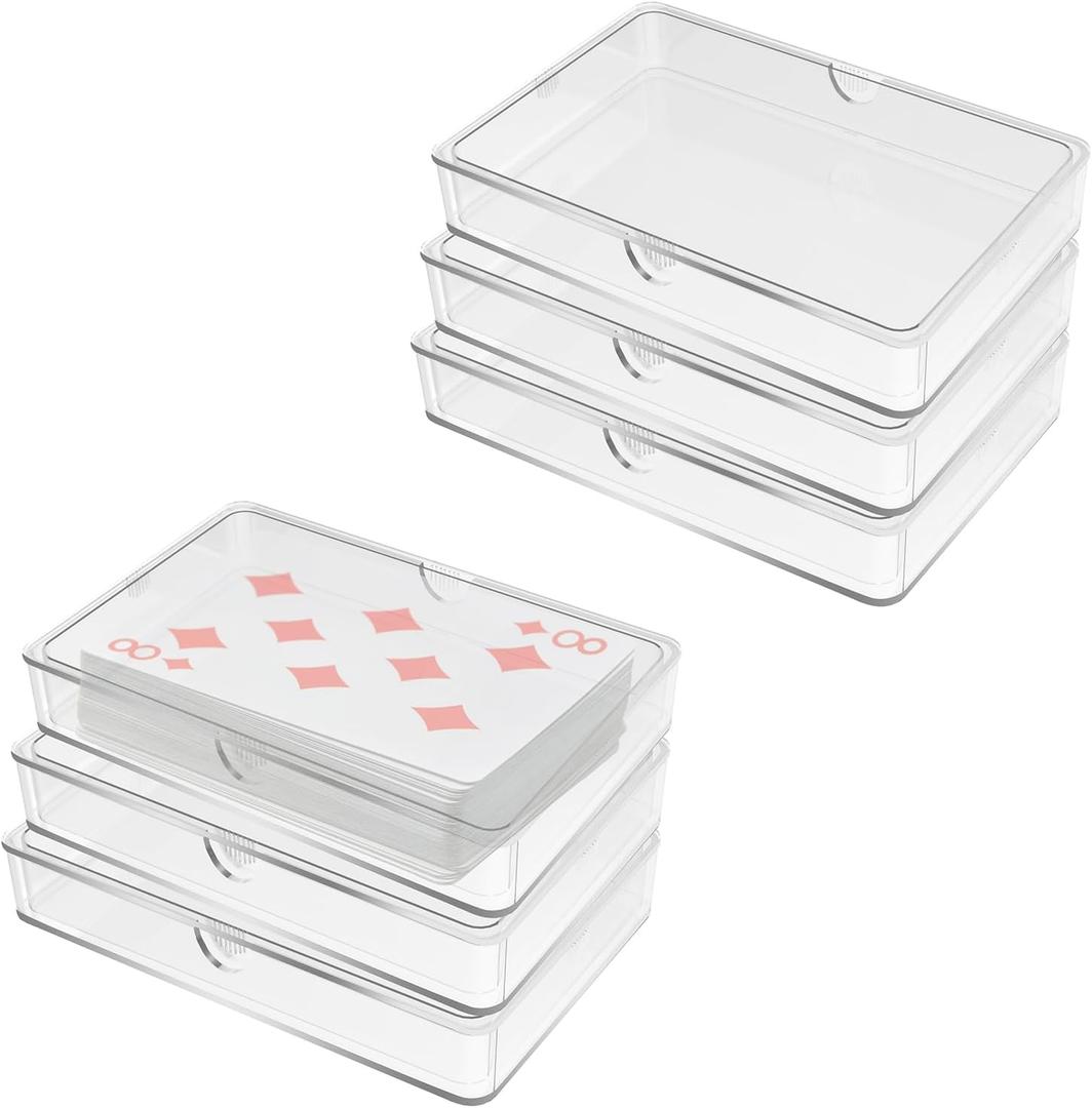 QoTang 6 PCS Clear Playing Card Case Empty Acrylic Card Holder Organizer Card Deck Box Playing Game Card Storage Box Holder for Bank Business Game PTCG Cards 3.6 x 2.6 x 0.8 Inch