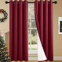 100% Blackout Curtains 108 Inch Length for Bedroom Living Room, Grommet Thermal Insulated Room Darkening Drapes, Light Blocking Window Treatment Decor, 2 Panels, 54x108, Burgundy Red