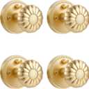 Gold Door Knobs Privacy Door Knob Satin Brass Door Knob Interior Brushed Gold Door Knobs for Bedroom and Bathroom,Zinc Alloy 4 Pack