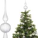 Gejoy Mercury Glass Finial Christmas Tree Topper 12 Inches Vintage Spherical Xmas Tree Topper Mid Century Christmas Ornament for Home Xmas Holiday Party Decorations(Transparent)