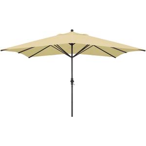 California Umbrella 11' x 8' Rectangle Aluminum Market Umbrella, Crank Lift, Bronze Pole, Sunbrella Antique Beige