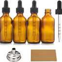 2 oz Dark Amber Glass Dropper Bottles with Measurement Dropper, 4 Pack- 60ml Thick Tincture Bottles with Measured Eye Dropper, Leakproof Essential Oils Bottles for Health, Personal Care & Beauty