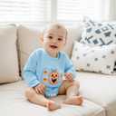 Baby Boy Girl Halloween Boo Outfit Candy Corn/Pumpkin/Spiderweb Oversized Sweatshirt Romper Newborn Fall Clothes (Blue)