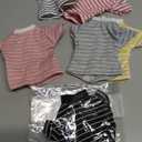 Bencailor 6 Pcs Doll Clothes for 11.8 Inch Doll Clothing Outfit Accessories Winter Coat Tops Swimwear T Shirt Dress Outfit Birthday Gift(Striped Style,Warm Color)