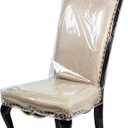Plastic Dining Chair Covers Crystal Clear PVC Seat Protector for Dining Room Chair with Backrest Waterproof Chair Slipcovers for Home Party Hotel Wedding Ceremony Fit 21W*18.5D inch (4)