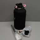 One Gallon Water Bottle Insulated, Triple Wall Vacuum Cold for 48 Hours & Leak-proof & Non-BPA, 128oz Large Sports Stainless Steel Water Jug with Paracord Handle Straw Spout Lids & DIY Stickers (Light Pink)