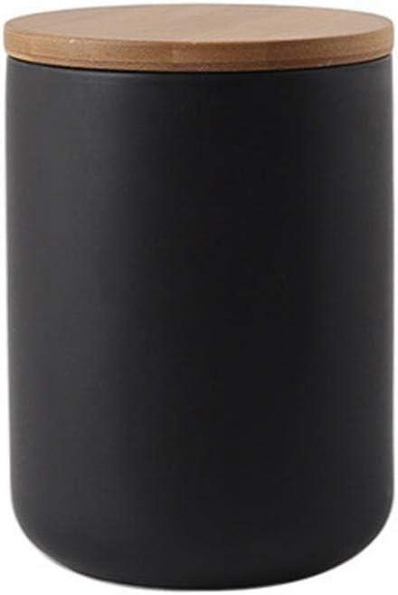 MilkyWay Food Storage Jar Strong Ceramic Storage Canisters with Airtight Seal Bamboo Lid Modern Design Seal Damp-Proof Kitchen Jar for Coffee, Tea, Spice and More (Black(M: 27oz/800ml))