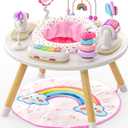 Move2Play 4-in-1 Baby Activity Center | Montessori-Inspired Design | 8 Interactive Toys | Tummy Time, Exersaucer & Toddler Table | Shower Gift | Essential | Must Have for 3, 6, 12 Month Old (Rainbow)