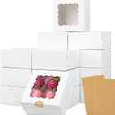 Moretoes 30pcs White Cookie Boxes with Window, 6x6x3 Inches, Bakery Boxes for Cookies, Pastry,Strawberries, Small Pie, Macarons