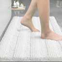 Yimobra Bathroom Rug Mat 32 x 20, Non Slip and Super Absorbent Bath Mat,Machine Washable Quick Dry,Ultra Plush Chenille Shower Rugs for Bathroom Floor Sink Tub and Shower Outside,White