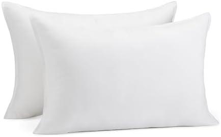 Amazon Basics Down Alternative Pillows, Soft Density for Stomach and Back Sleepers, Queen - Pack of 2, White, 30 in L x 20 in W
