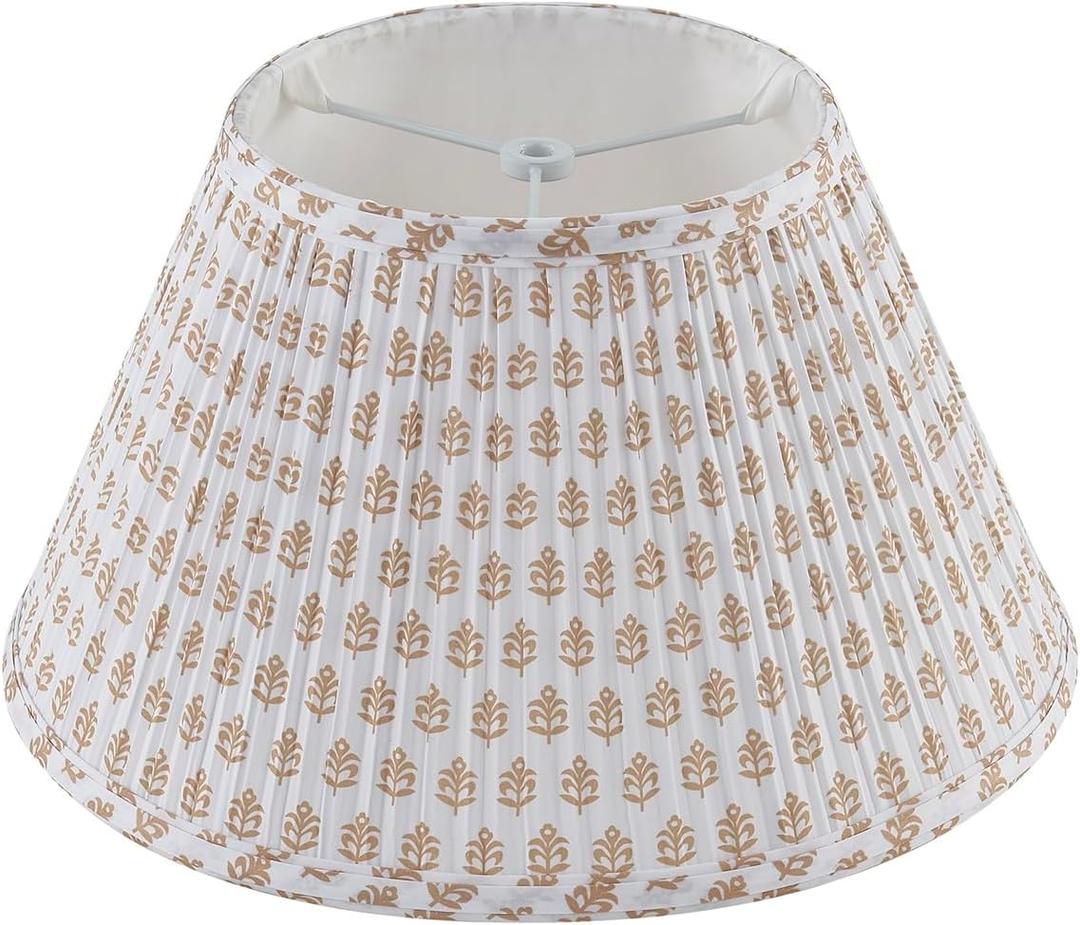 Lamp Shades For Table Lamps, Medium Lamp Shade 7" Top x 13" Bottom x 7.8" Slant Height, Barrel Replacement Lampshade(Spider Fitter), Modern Fabric Pleated Lampshades For Table Lamp 1 Pack(Brown Floral)
